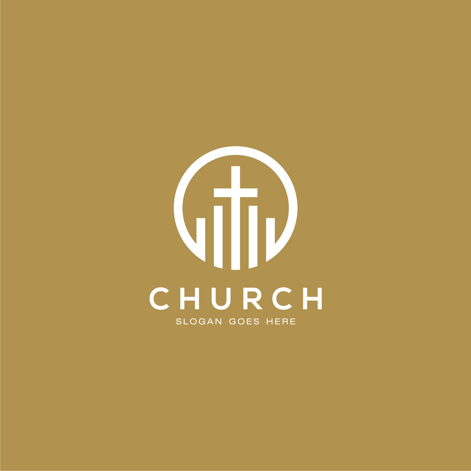 Line Art Church Christian Logo Design Premium Vector Preview Image.