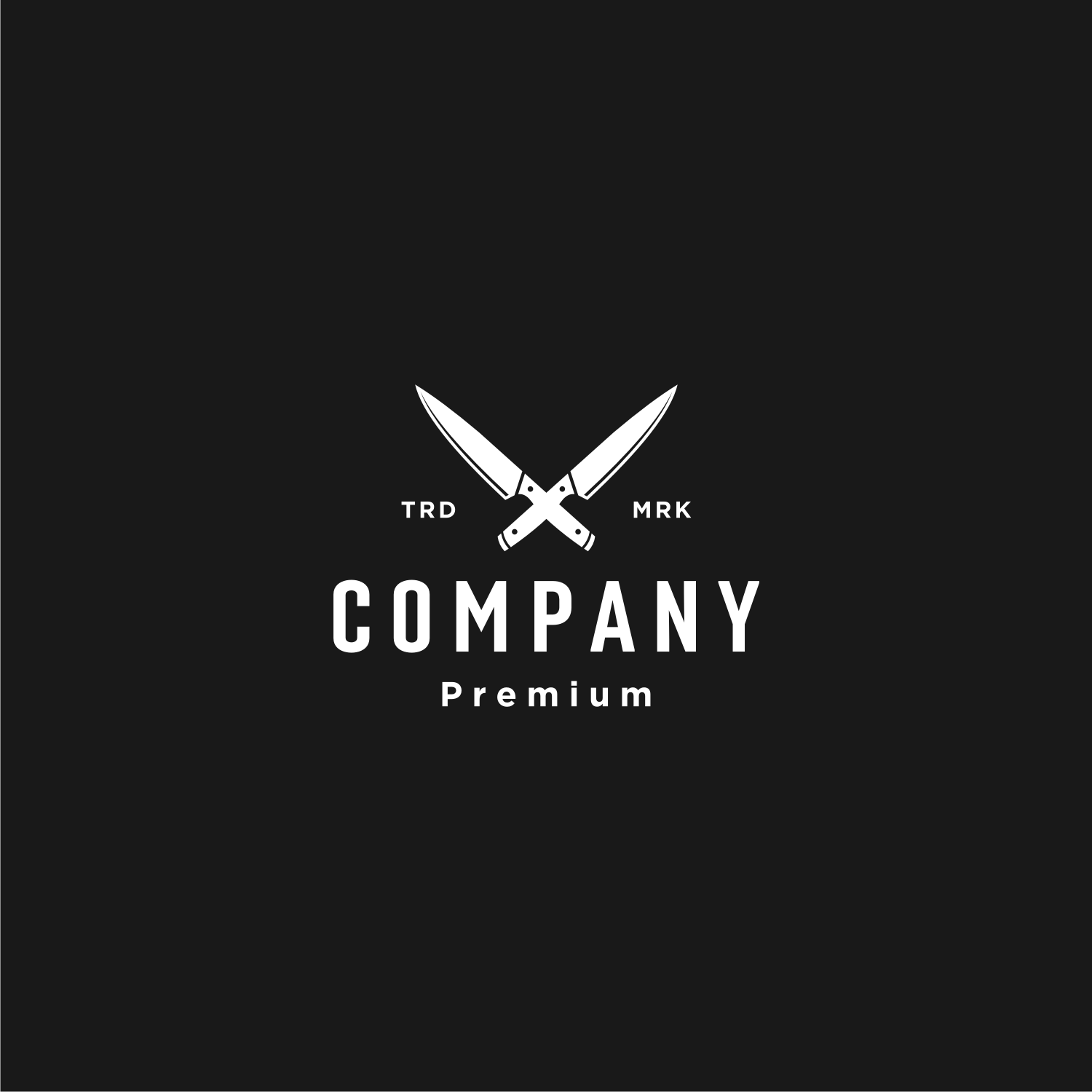 Butcher Knife Logo Design Vector Black Style Solid.