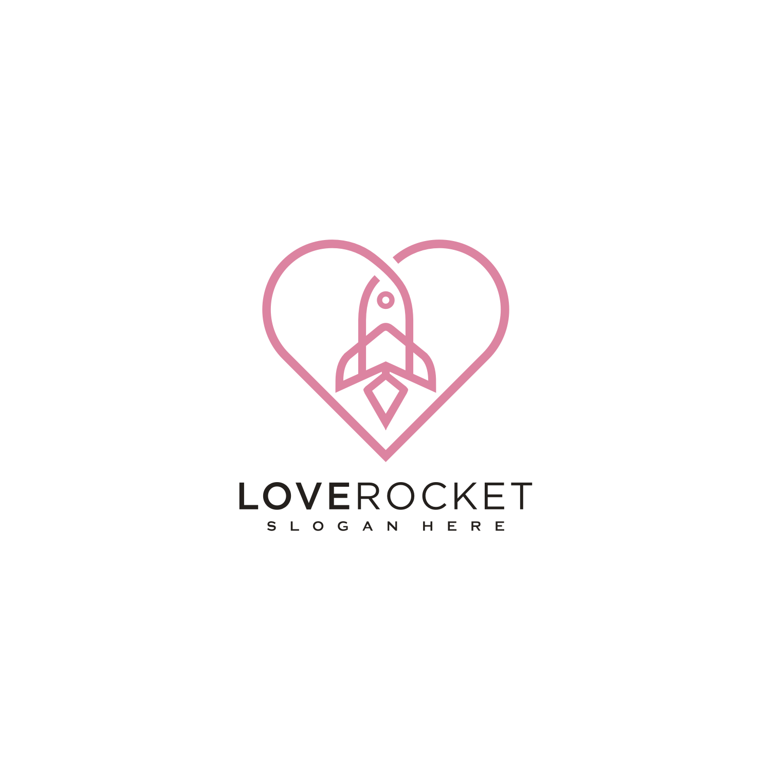 Love Rocket Logo Vector Design Line Style cover image.