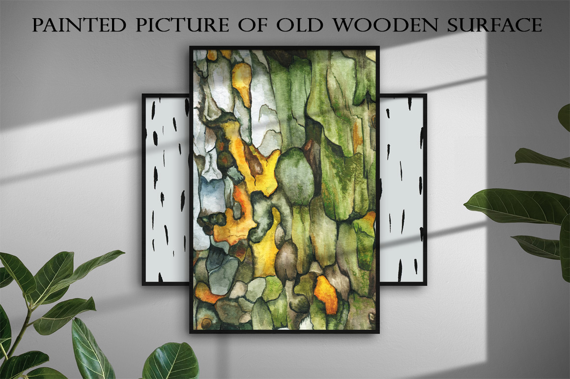Watercolor Illustrations And Seamless Patterns With Lichens On The Surface Picture On The Wall Example.