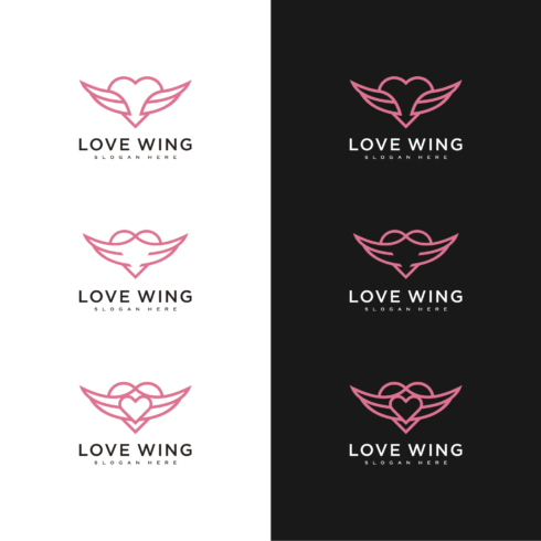 Love Wing Logo Vector Design Line Style cover image.