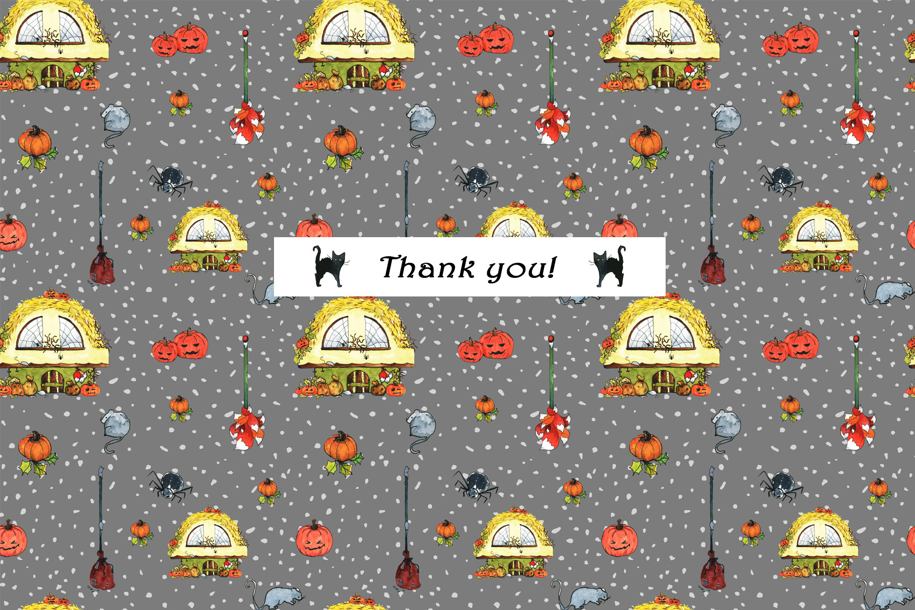 Halloween Seamless Pattern Collection Thank You Image.