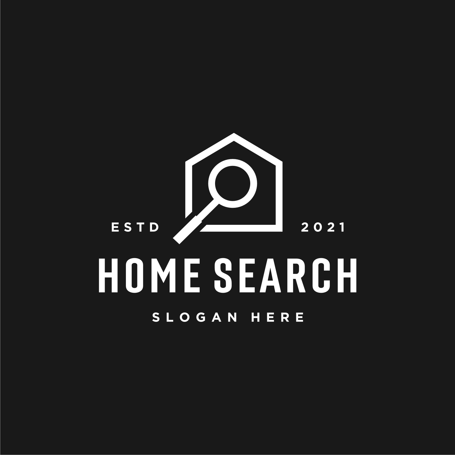 2 Real Estate Search Logos of House with Magnifying Glass