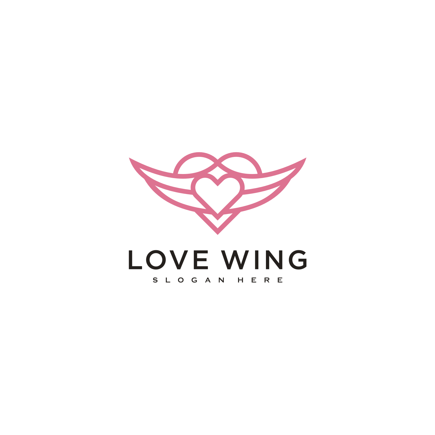 Love Wing Logo Vector Design Line Style
