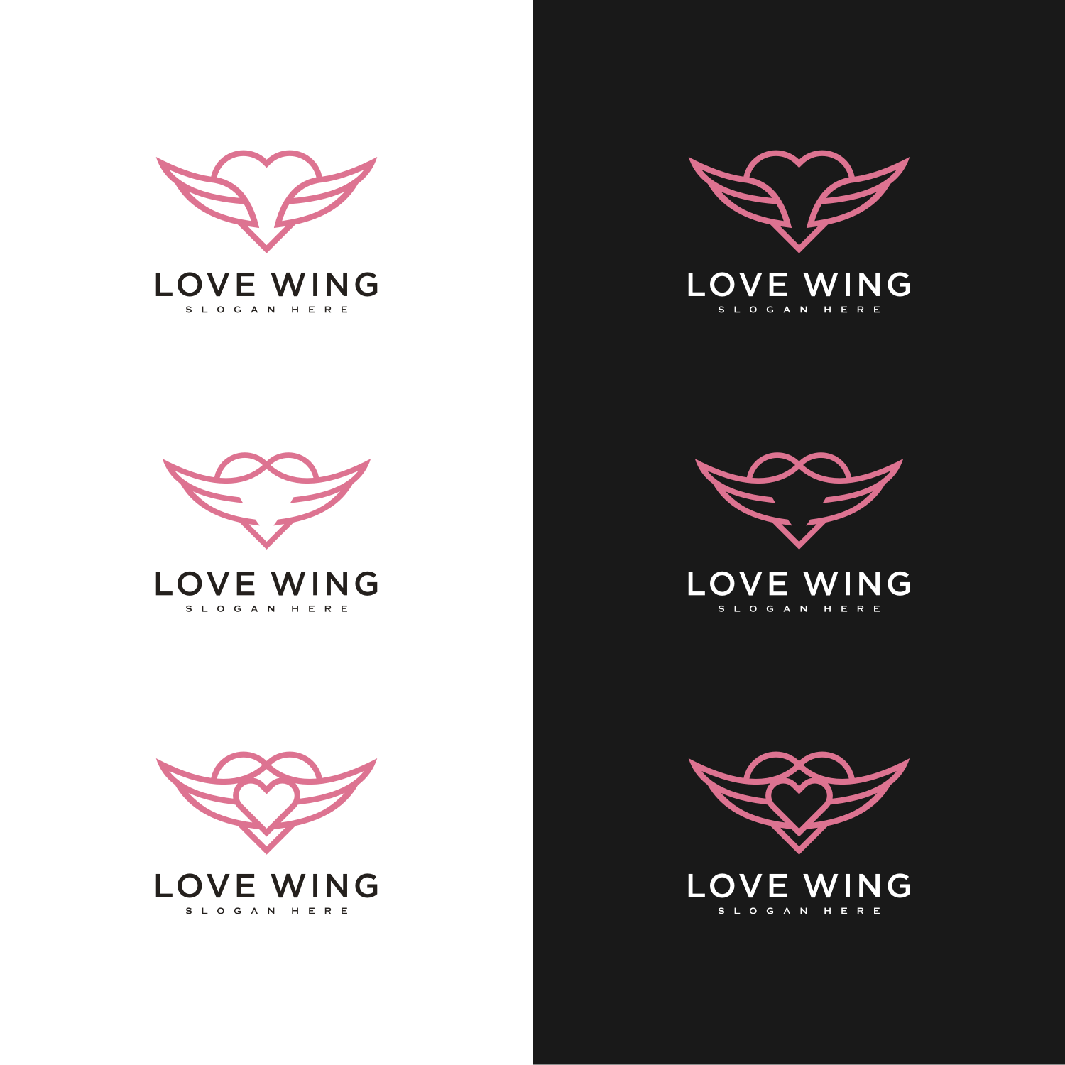 Love Wing Logo Vector Design Line Style cover image.