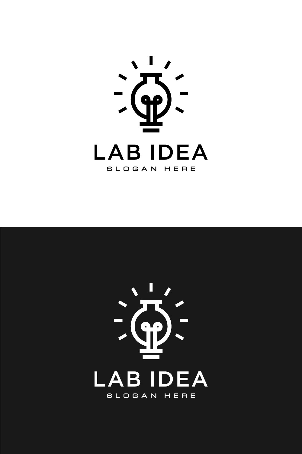 Lab Bulb Idea Logo Vector Design Pinterest Image.