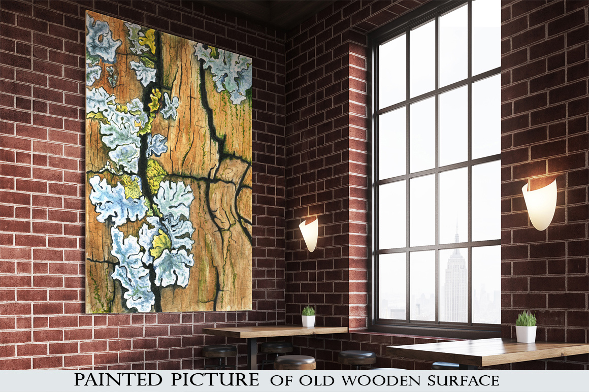 Watercolor Illustrations And Seamless Patterns With Lichens On The Surface Wide Poster Example.