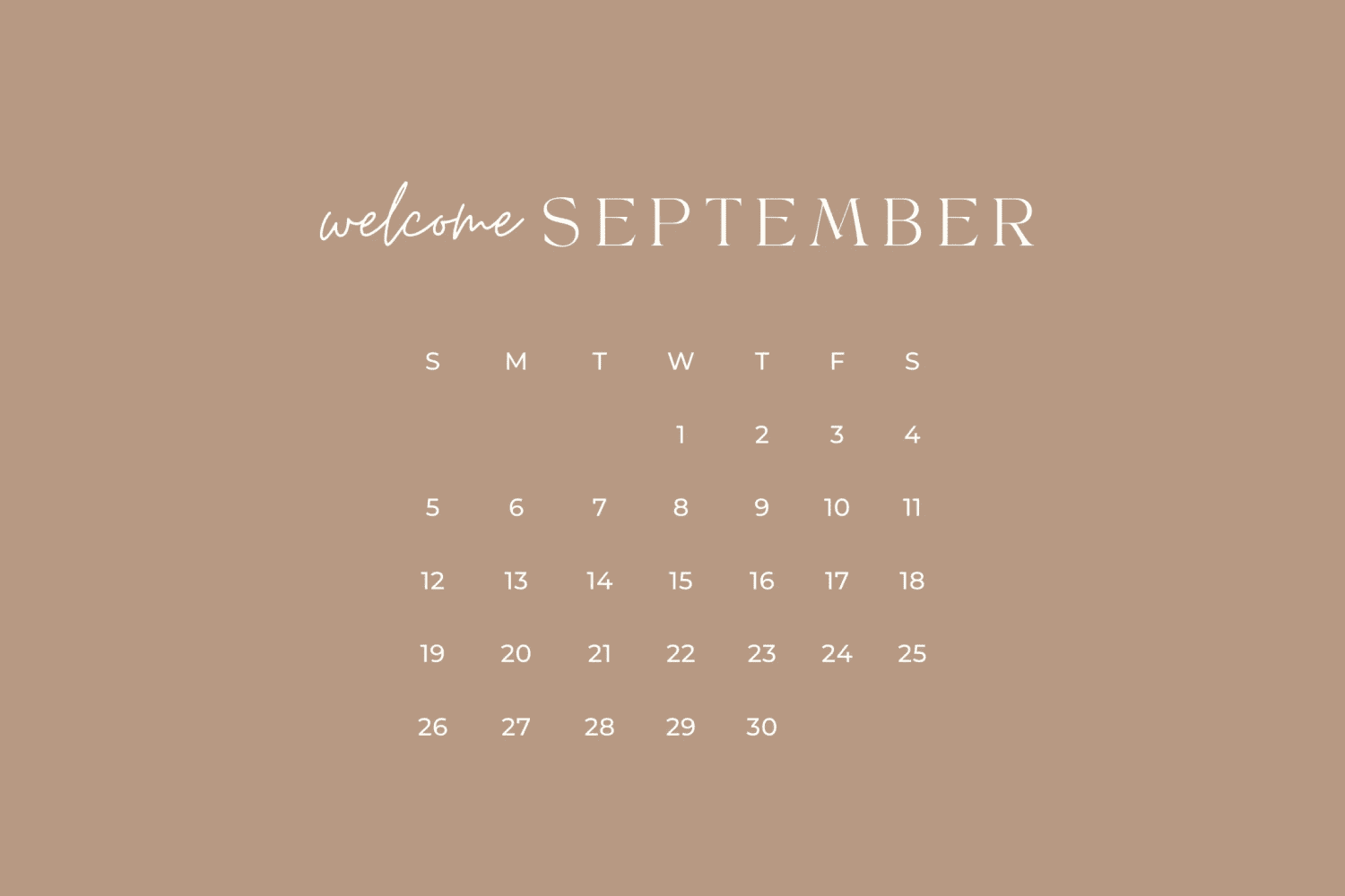 Beige Calendar September.