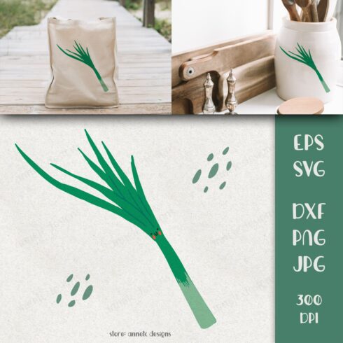 Green onion. Cute vegetable clipart. PNG, SVG, EPS.