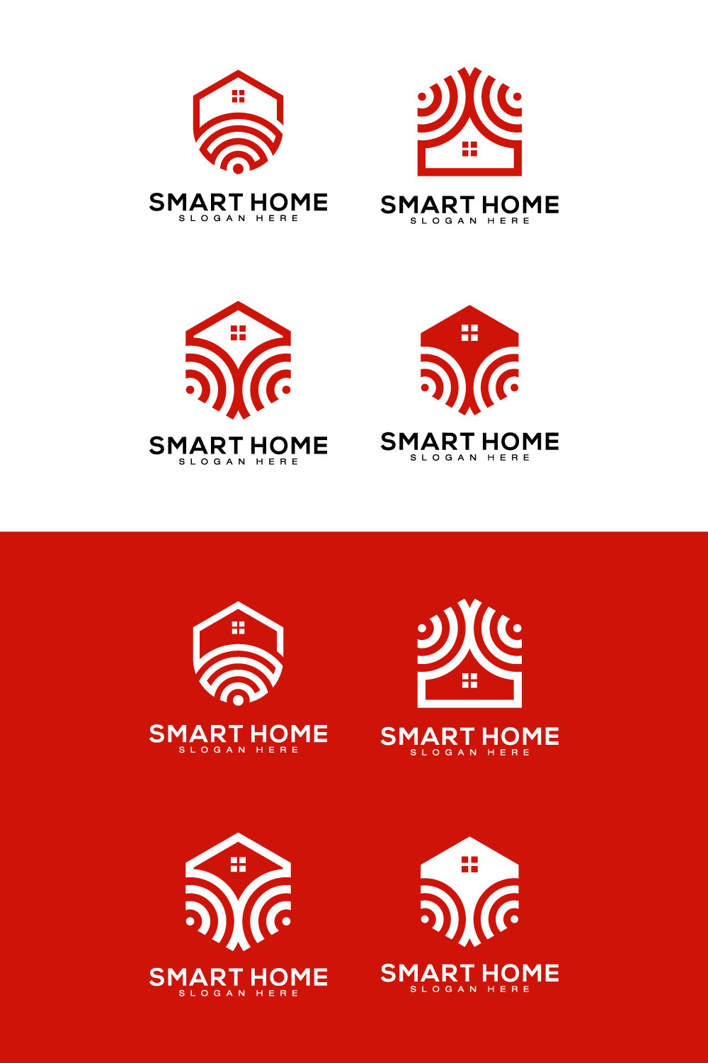 Set of Smart Home Tech, Line Art Style Logo pinterest image.