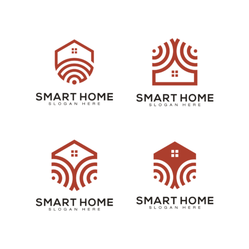 Set of Smart Home Tech, Line Art Style Logo cover image.