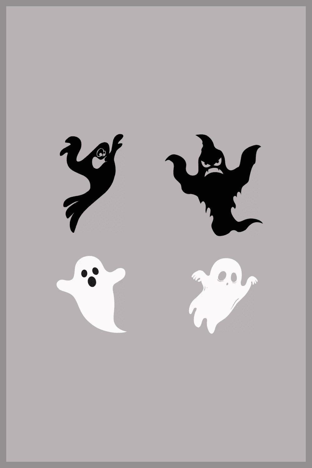 Collage of images of ghosts in black and white.