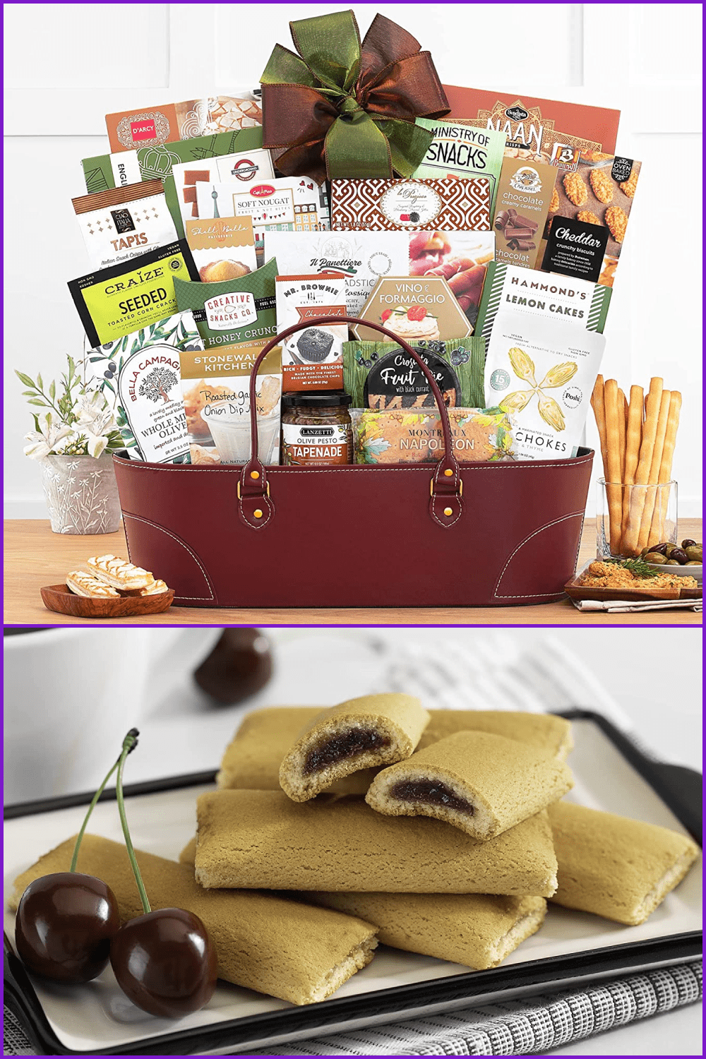 Gift set collage with candy, chocolate and cookies.