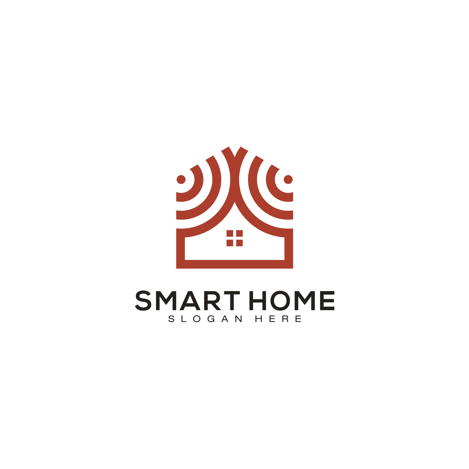 Set of Smart Home Tech, Line Art Style Logo.
