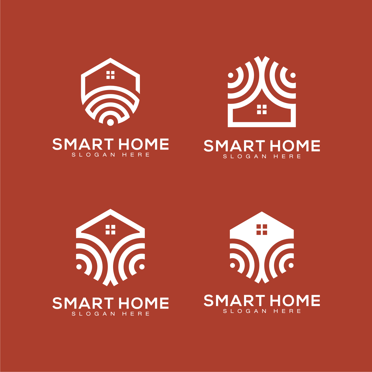 Set of Smart Home Tech, Line Art Style Logo for your corporate style.
