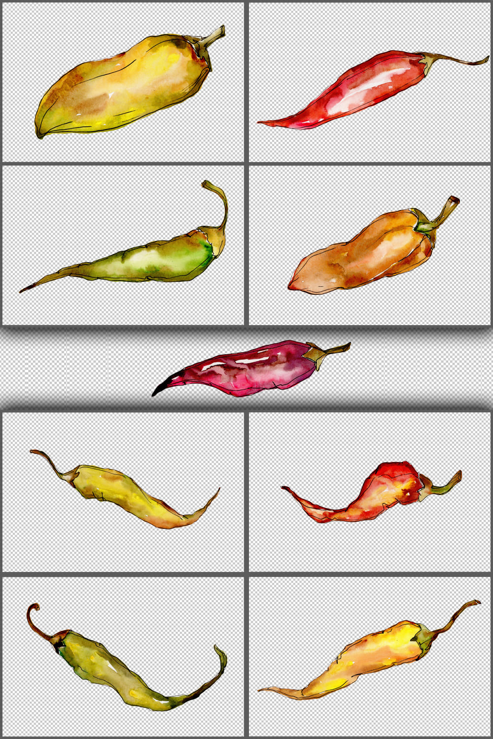 134105 green and yellow pepper vegetables png watercolor set pinterest 1000 1500