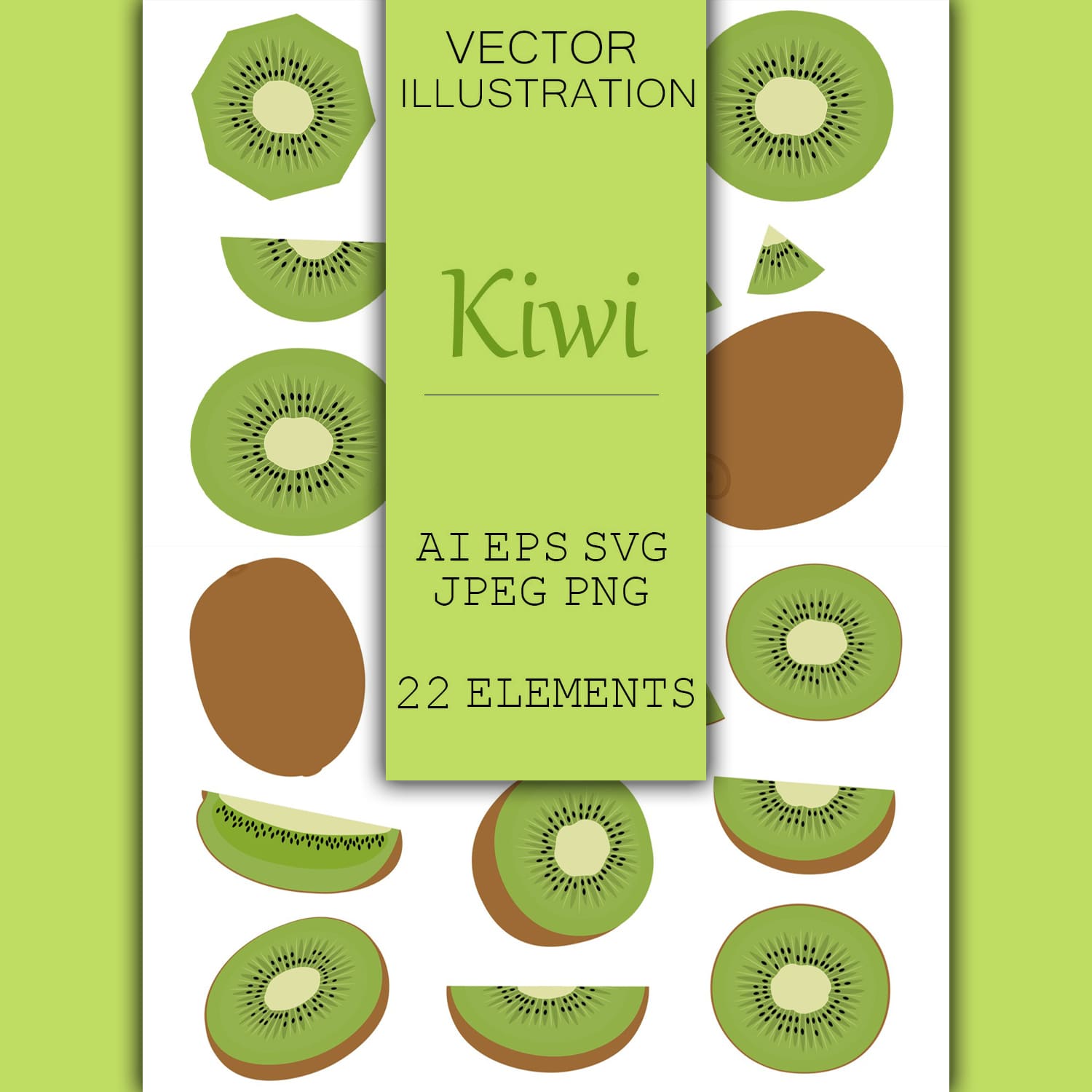 Kiwi vector. Kiwi fruits clipart. Kiwi SVG. Fruits SVG cover.