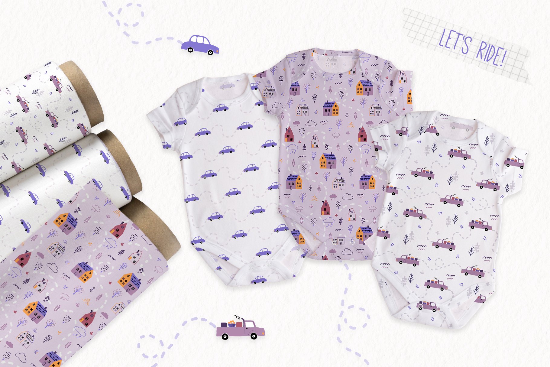 Lilac bodysuit with build cars.