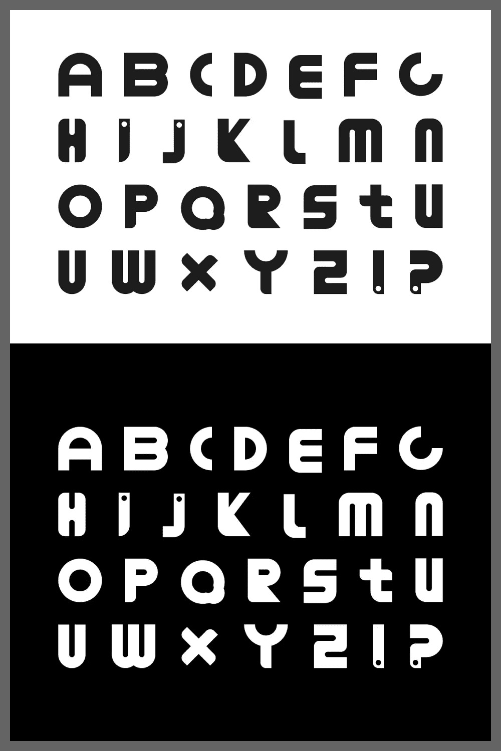 Alphabet Set. Minimalist B&W Font.