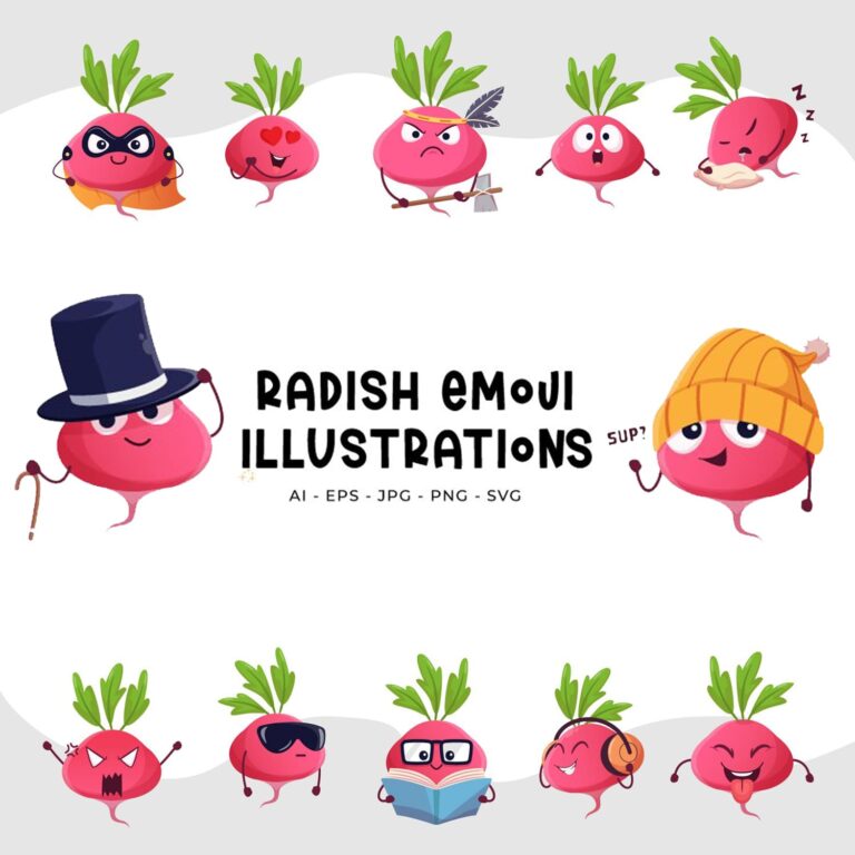 Radish Emoji Illustrations MasterBundles