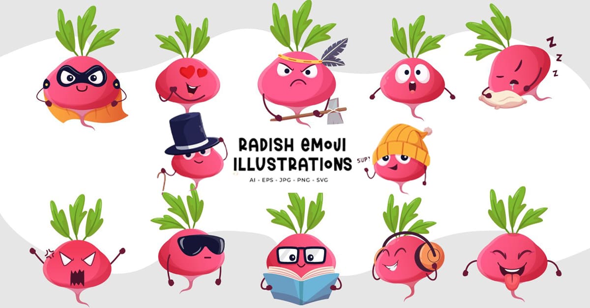 Radish Emoji Illustrations MasterBundles