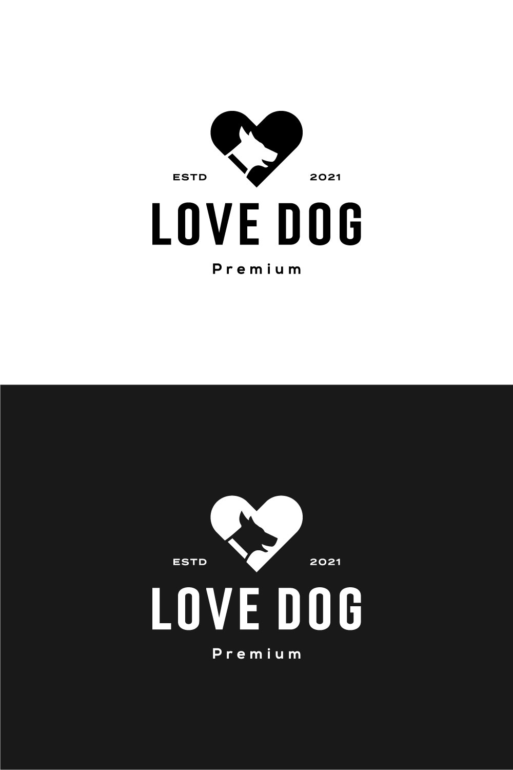 Love Dog Logo Vector Design Template pinterest image.
