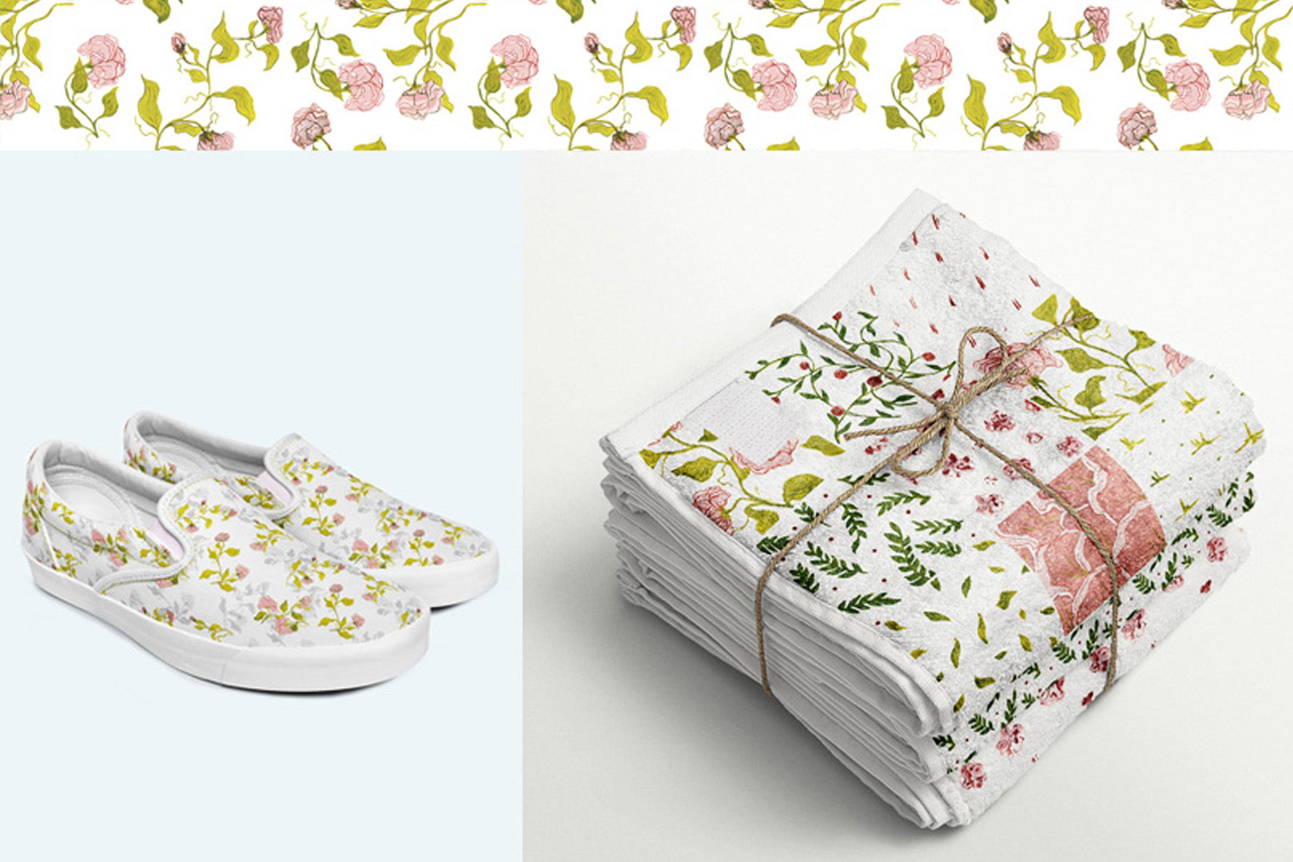 Floral Pattern Collection Of 10 Seamless Patterns And 5 Colored Backgrounds shoes Print Example