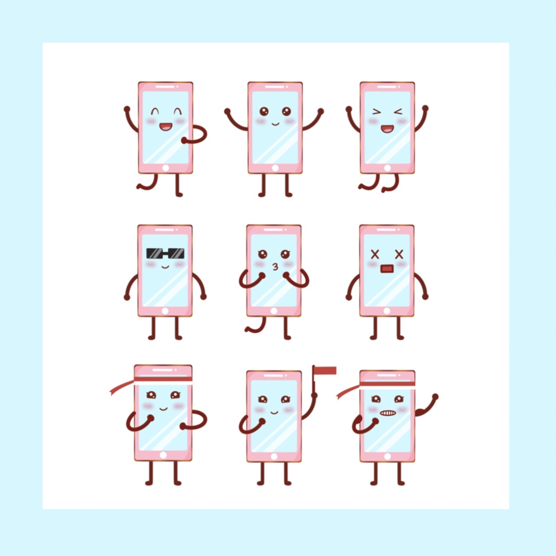 9 Cute Emoticons with Character Handphone and 2 Free GIF - Only $5 facebook image.