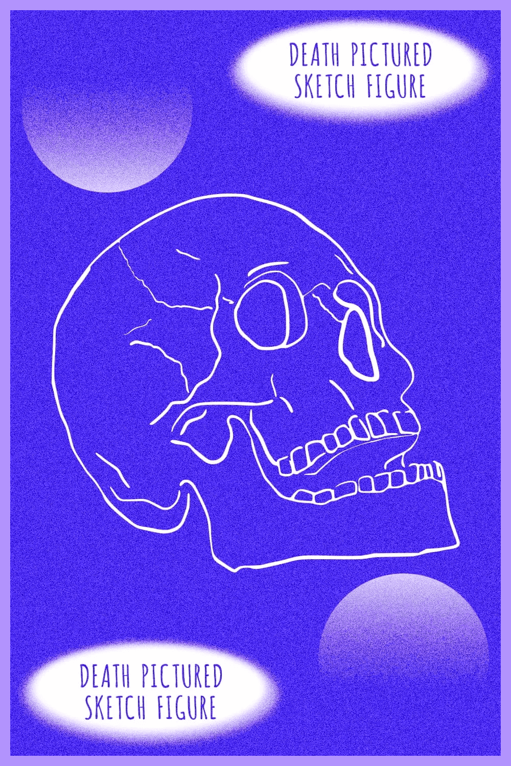 White silhouette of a skull on a blue background.