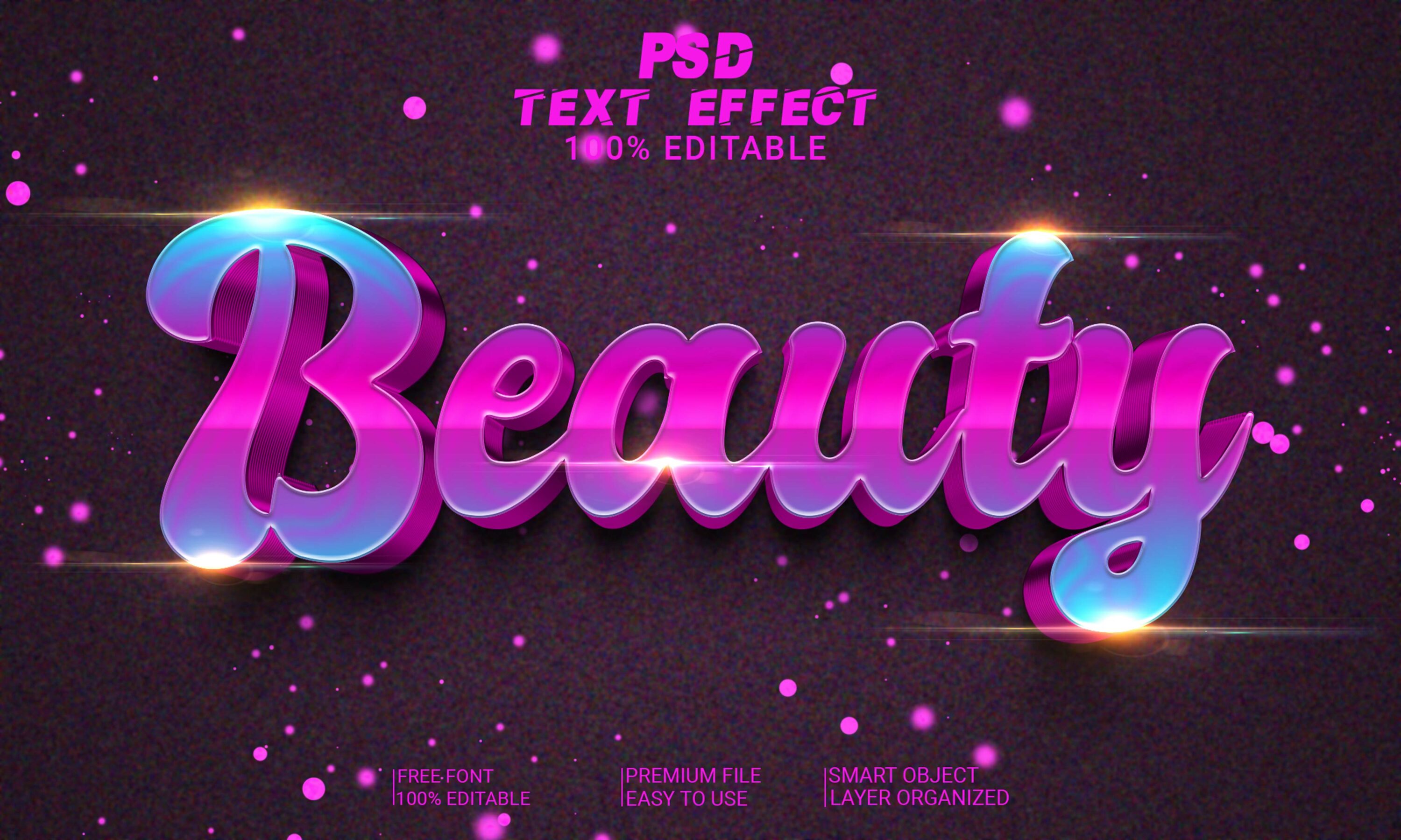 Text Style PSD File purple beauty text effect.