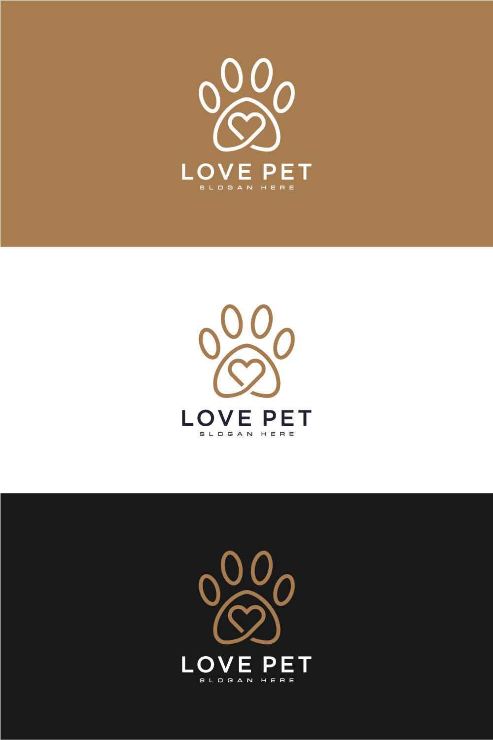 Love Pet Logo Vector Line Style pinterest image.