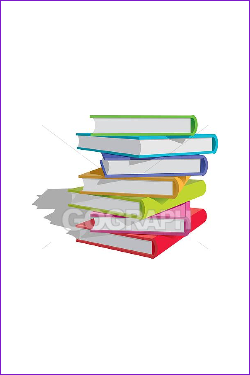 Stack of drawn books with colorful covers.