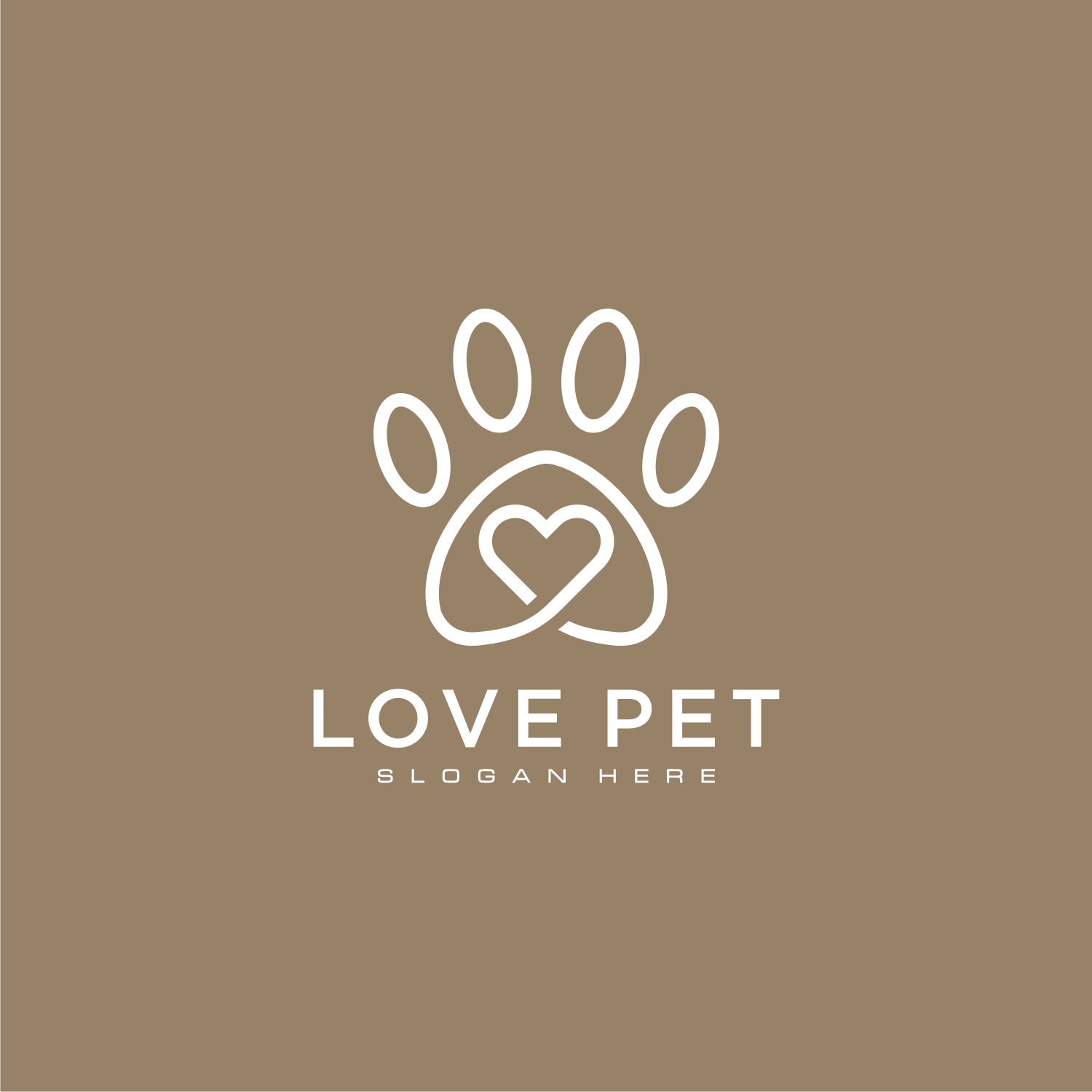 Love Pet Logo Vector Line Style preview image.