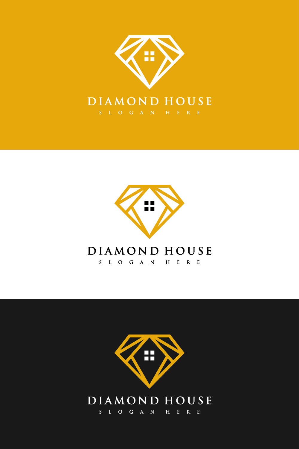 Diamond and House Logo Vector Design pinterest.