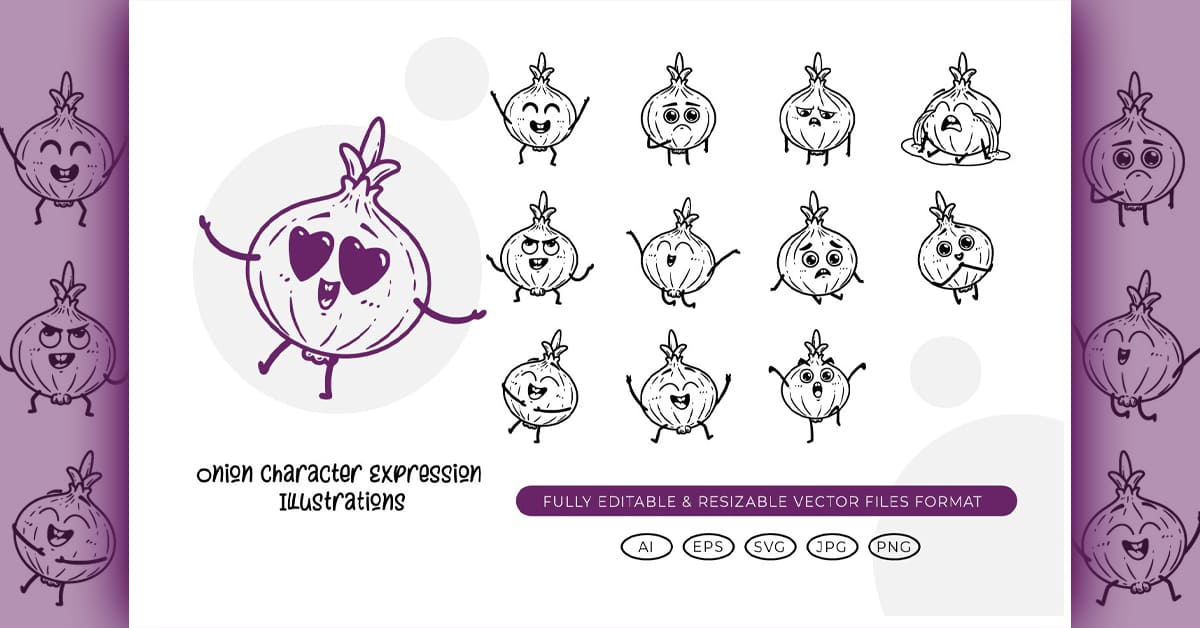 Onion Character Expression Illustrations – MasterBundles