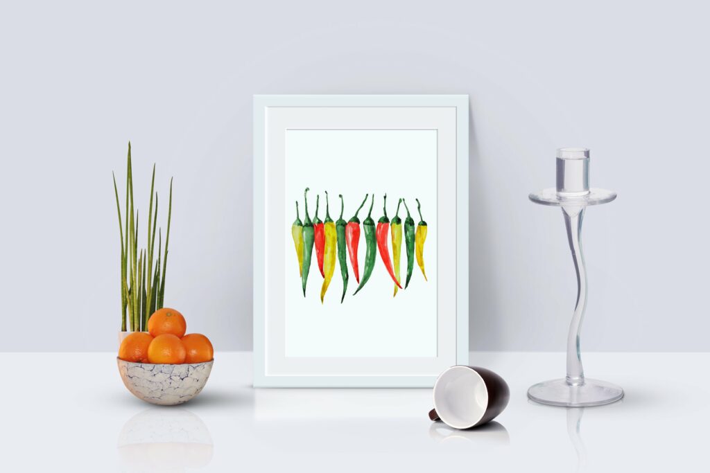 Kitchen Wall Decor Watercolor Clipart Hot Pepper – MasterBundles