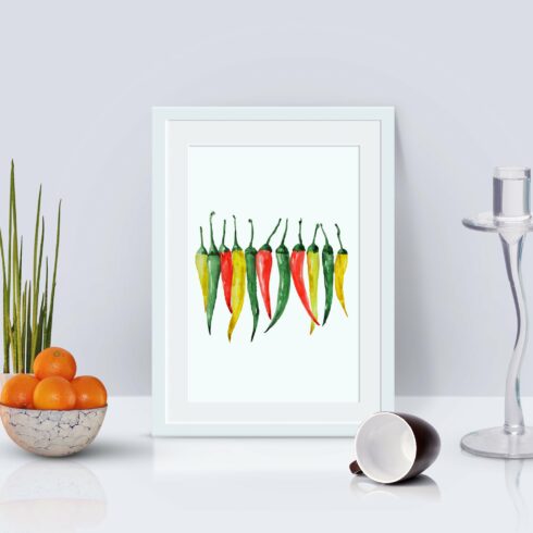 Kitchen Wall Decor Watercolor Clipart Hot Pepper | Master Bundles