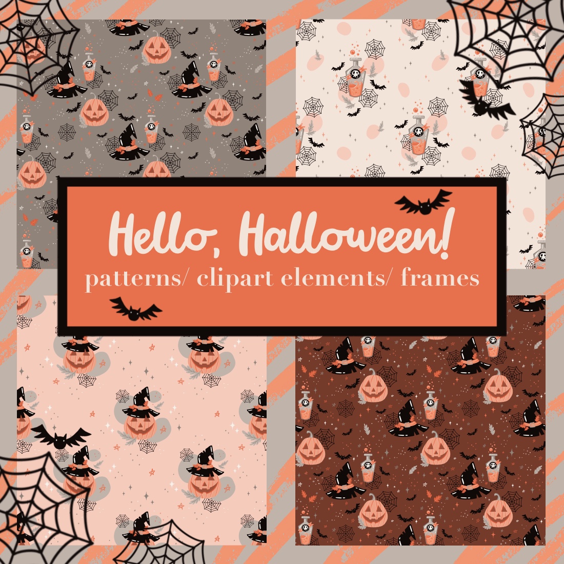 Hello, Halloween! 25 Design Elements PNG, JPEG cover image.