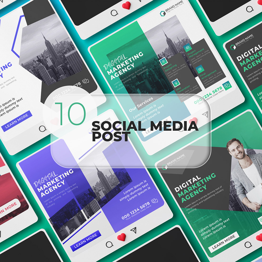 10 Marketing Business Social Media Instagram Post Template - Only 4$ cover image.