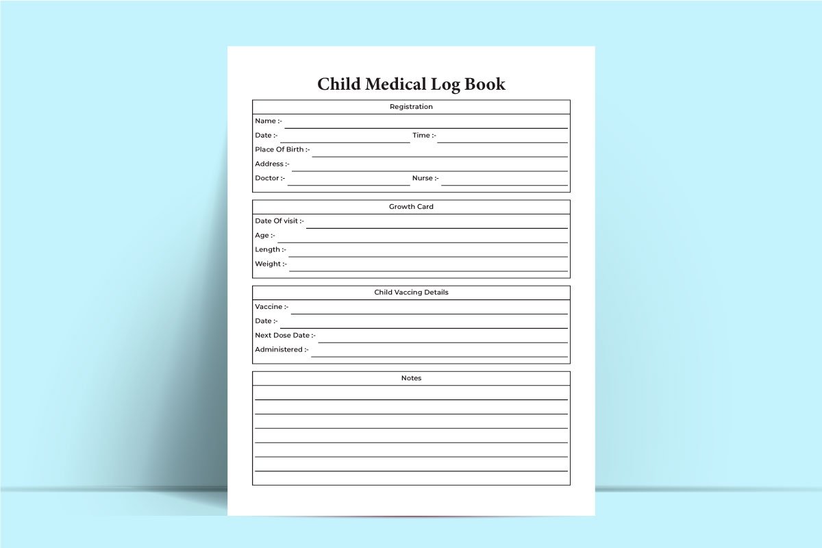 Child vaccination info checker and growth tracker template.