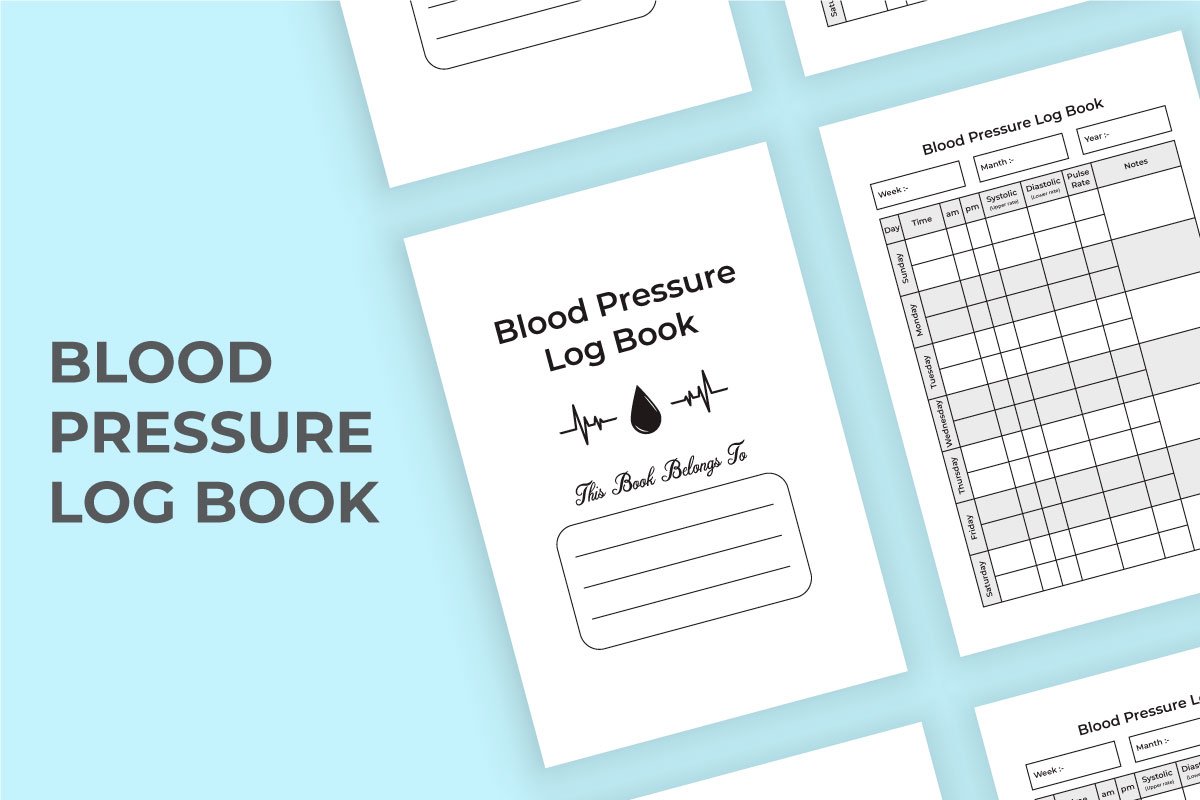 Cover image of Blood Pressure Notebook KDP Interior.