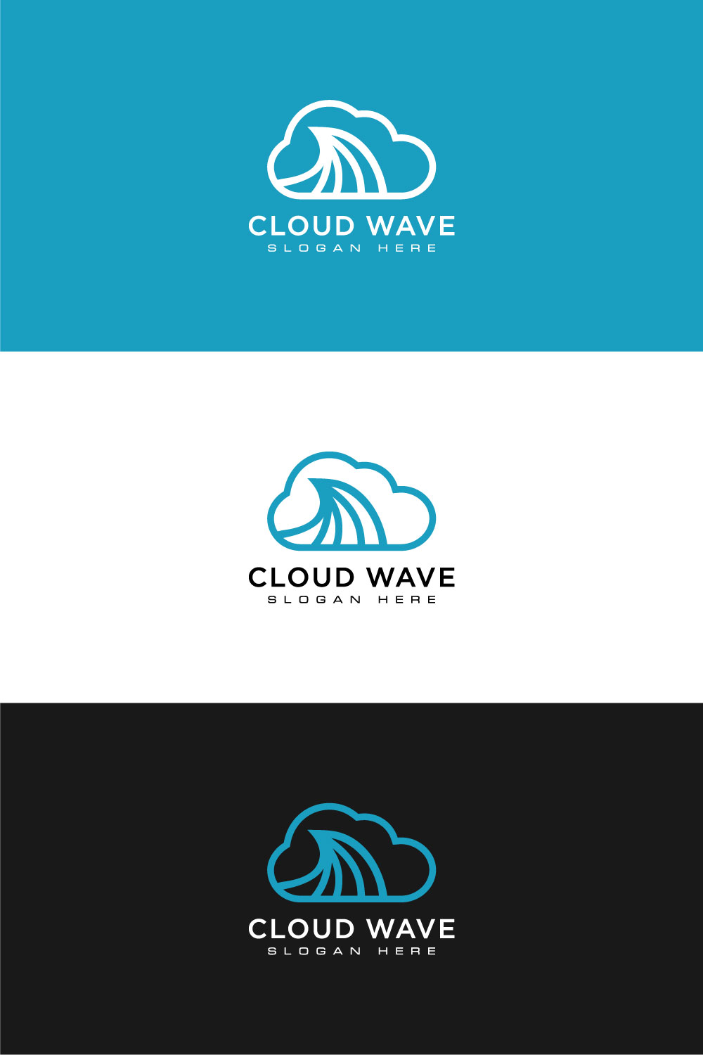 Cloud Wave Logo Vector Line Style pinterest.