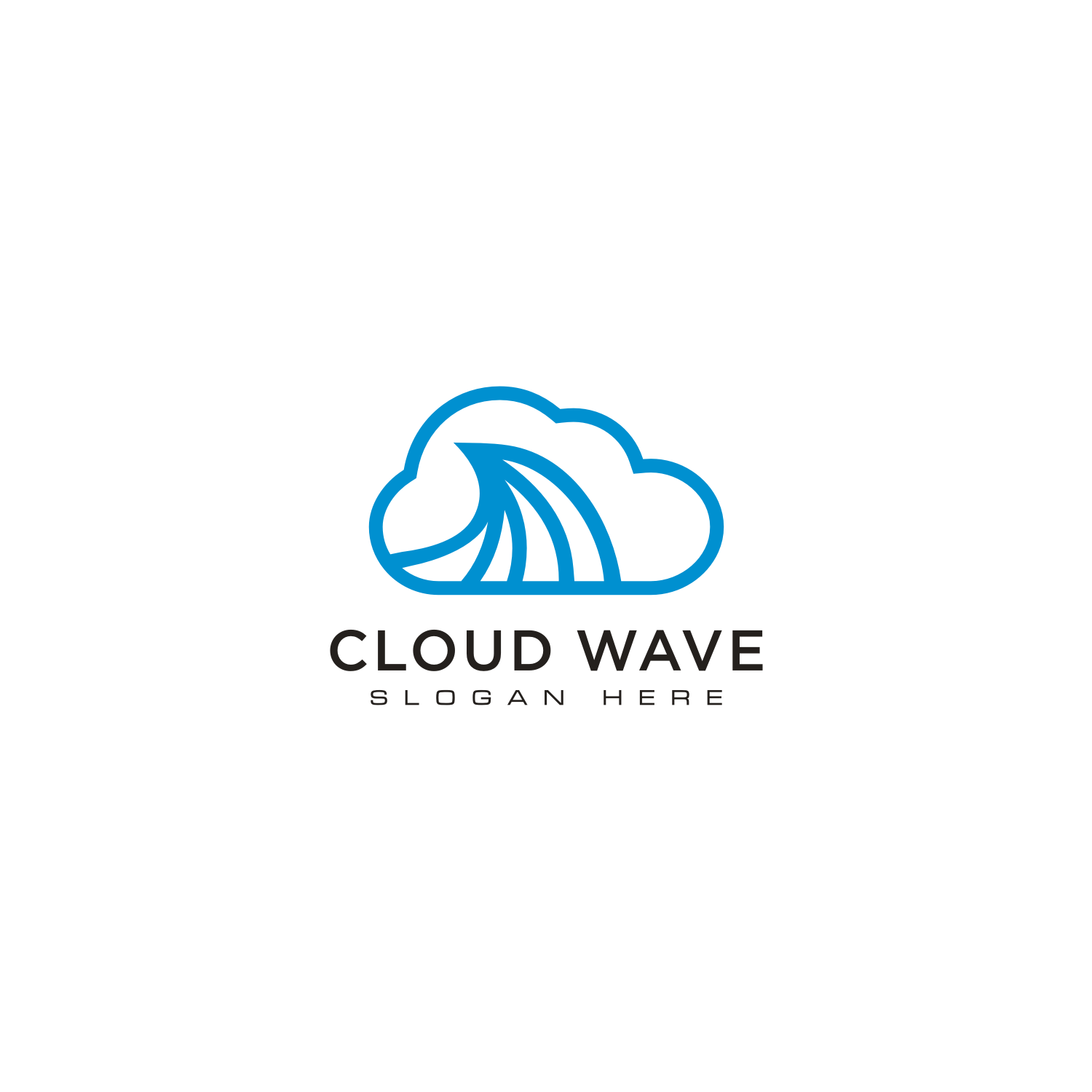 Cloud Wave Logo Vector Line Style cover image.