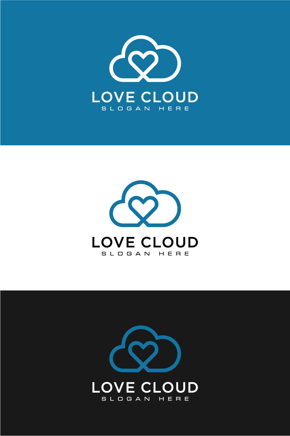 Cloud Love Logo Vector Line Style pinterest.