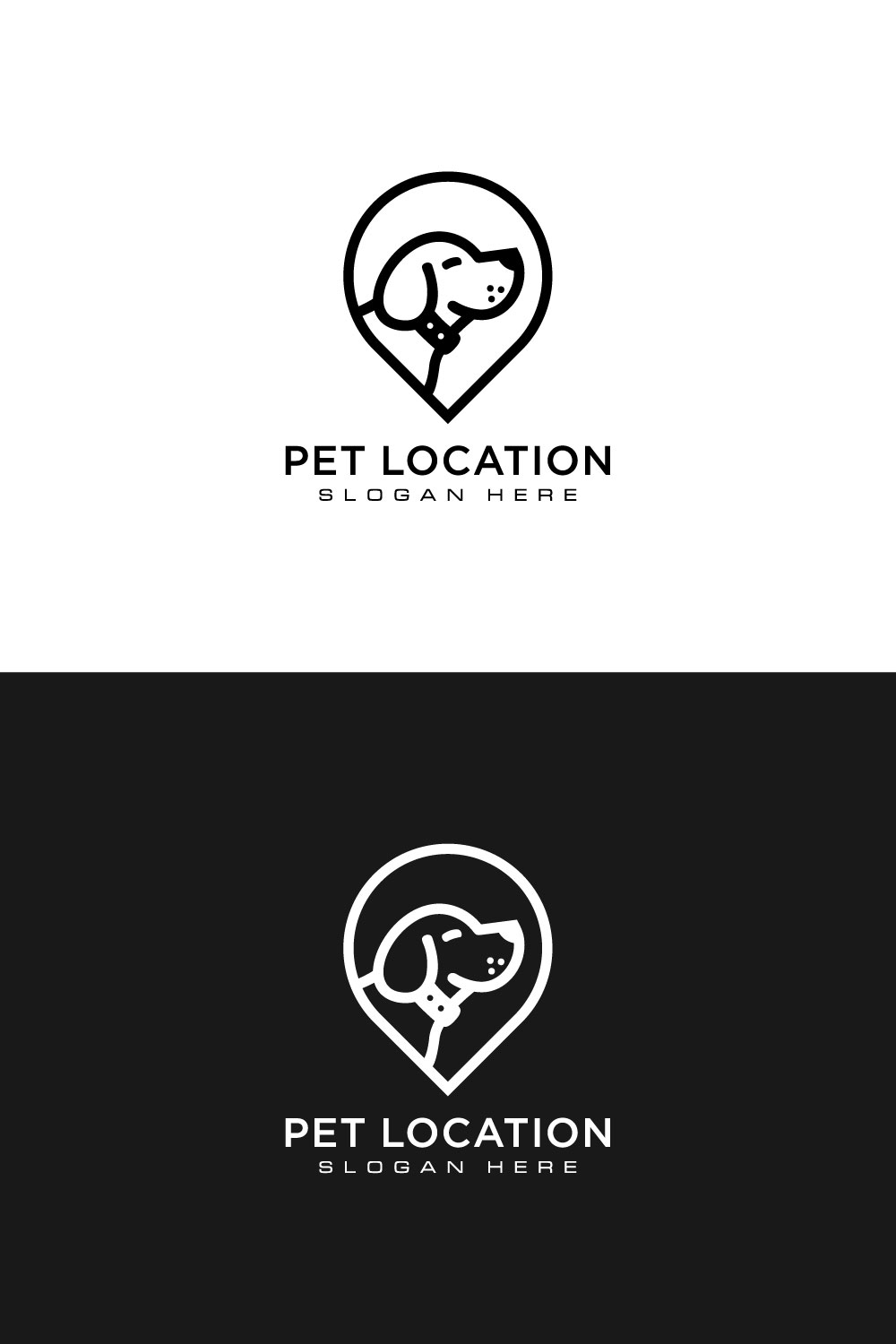 Dog Location Logo Vector Design Pinterest Image.