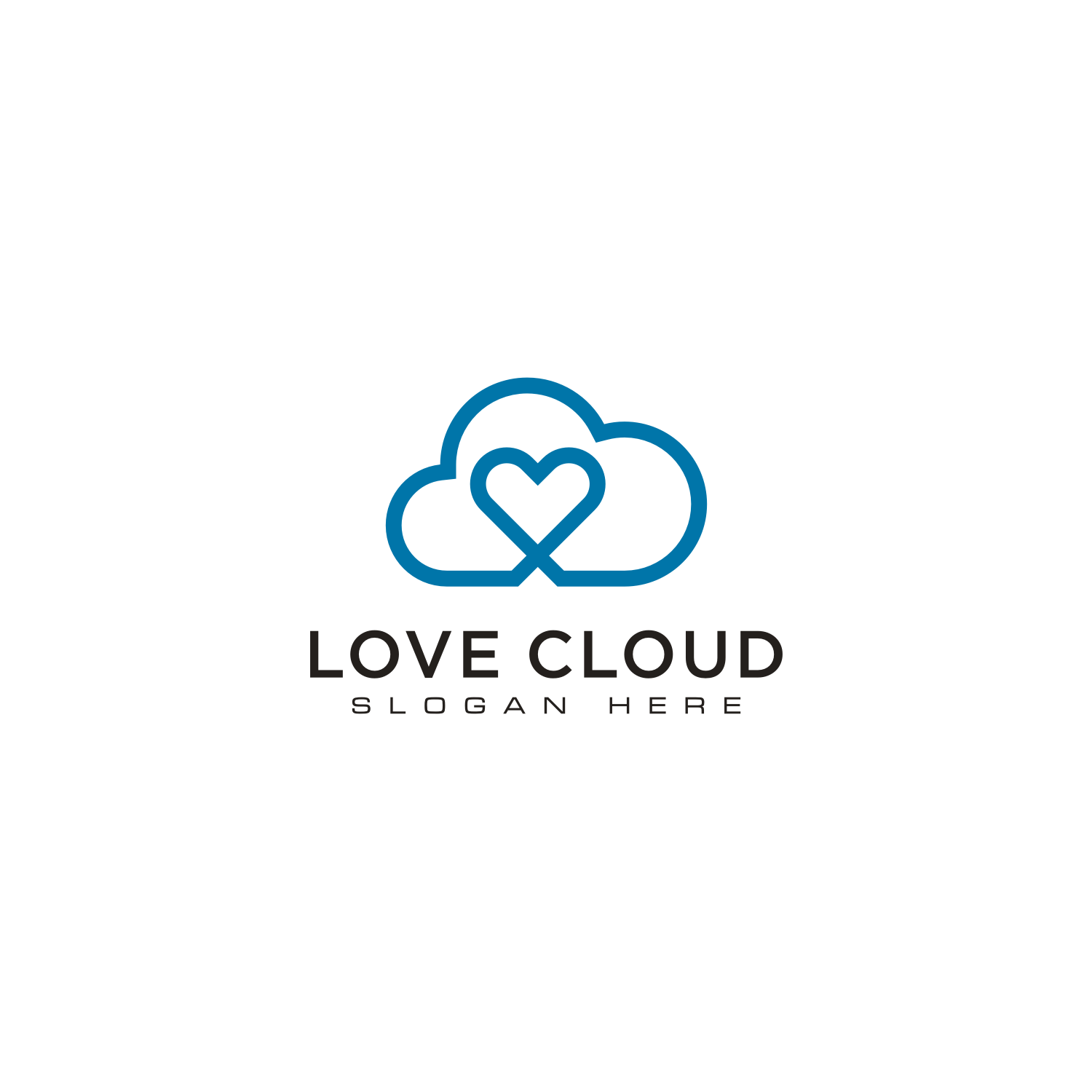 Cloud Love Logo Vector Line Style cover image.