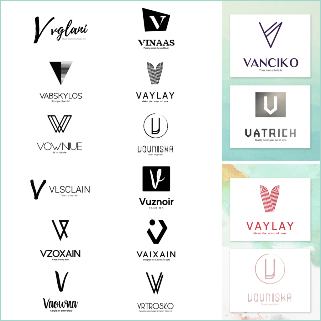 20 "V" Letter Alphabetic Logos – MasterBundles