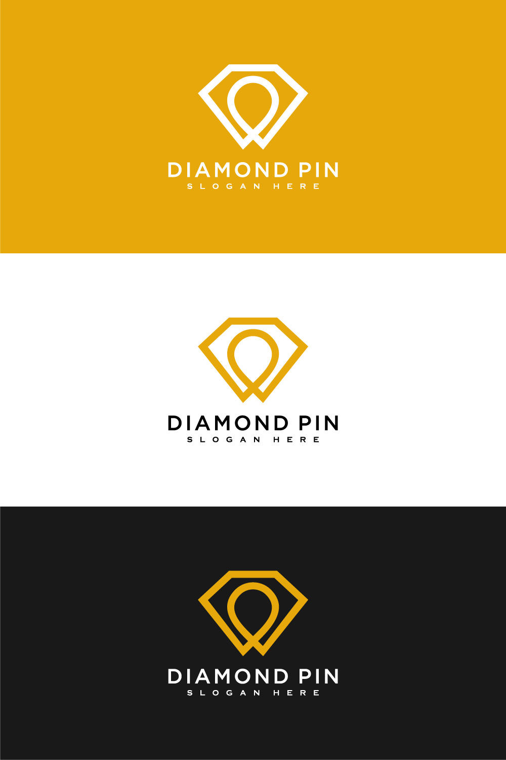 Diamond Pin Logo Vector Design pinterest.
