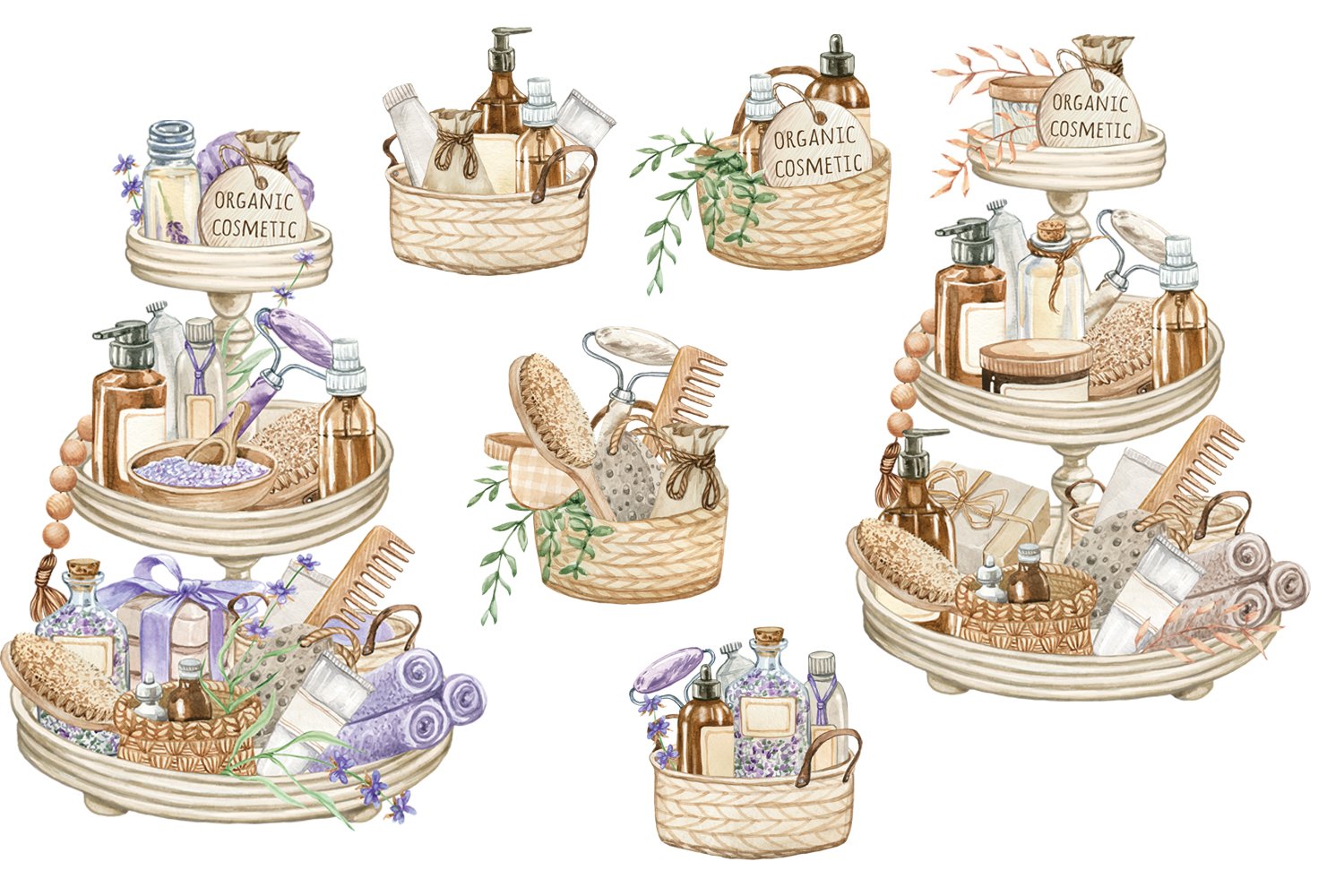 Beautiful baskets with self-care treatment.