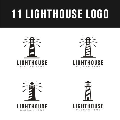 Set of Lighthouse Logo Vector Design cover image.